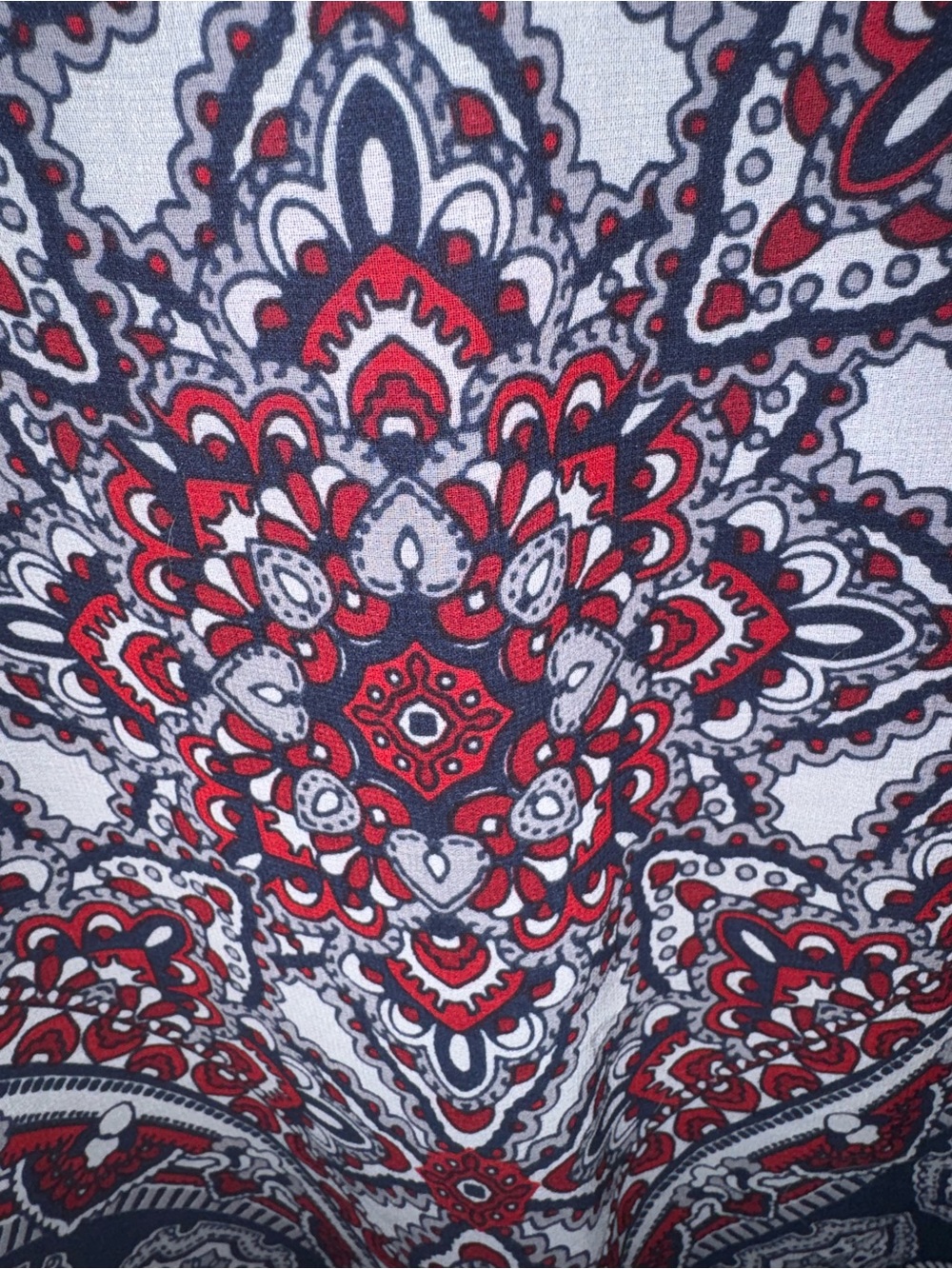 Westport Red, Navy & White Paisley Boho Blouse - Picture 4 of 6